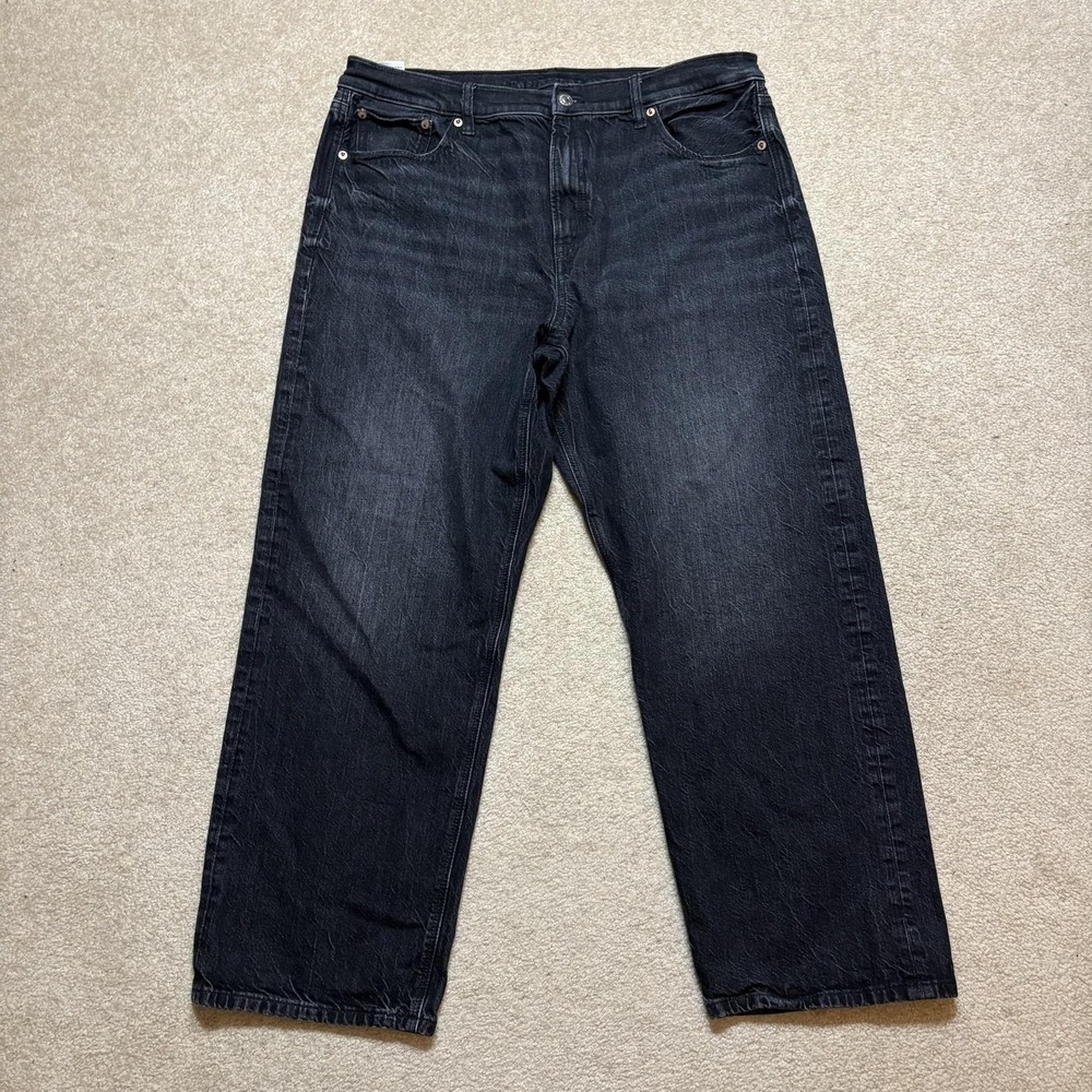 American Eagle Ex Boyfriend Jeans Womens 14 36x28.5 Black High Rise Baggy Y2K